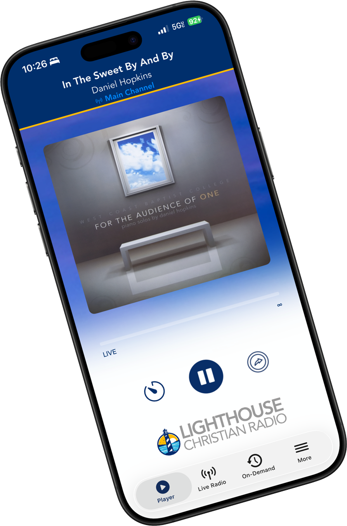 The Lighthouse Radio app on a phone